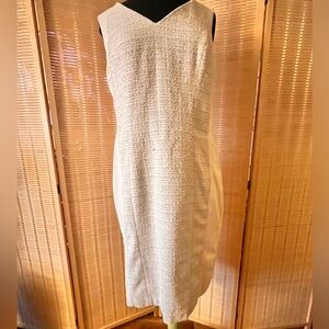 White House Black Market Textured Cream Midi Dress
